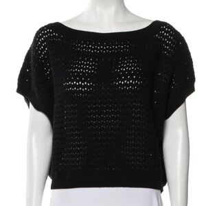 White + Warren Bateau Neckline Sweater Black Size L